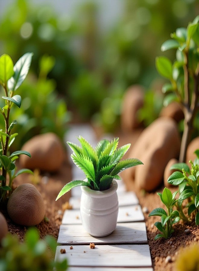 Kryoflare Miniature Dollhouse Tiny Fake Greenery Bonsai Ornament Crafts, Green Potted Flower Model, 1:12 Scale Doll House Miniature Plant Model,DIY Accessories, Shooting Props - Image 5